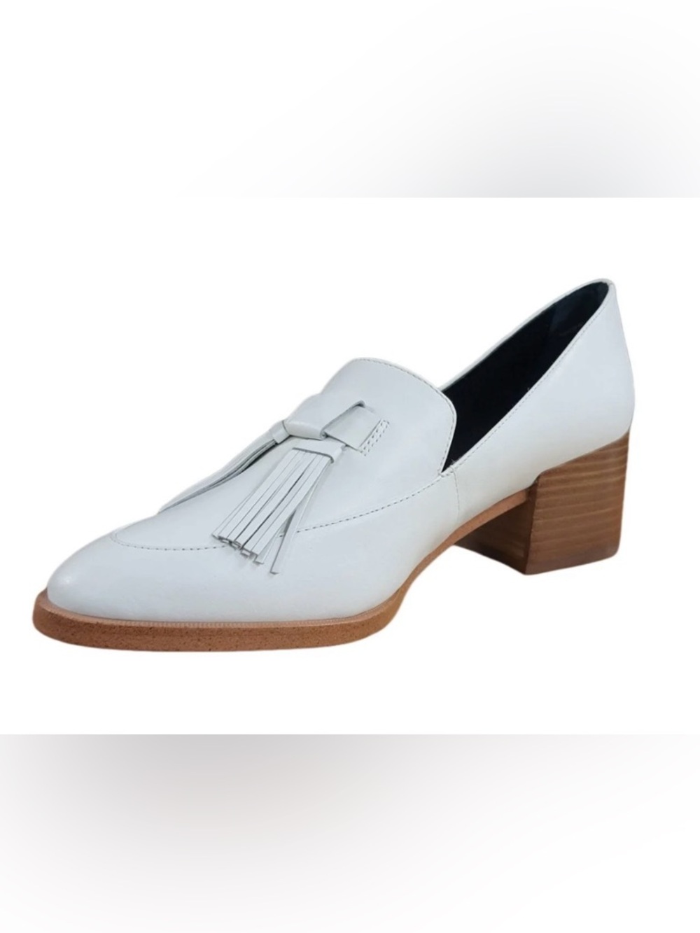 Rebecca minkoff Women’s White Tassel Loafer Heel - Classic Leather Slip-On